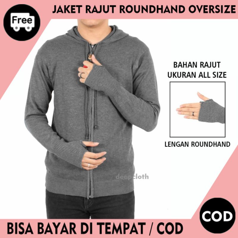 DEEPCLOTH- Jaket Sweater Hoddie Rajut/ Jaket Rajut Ariel polos / Jaket Zipper Pria Resleting Lengan Ronhand