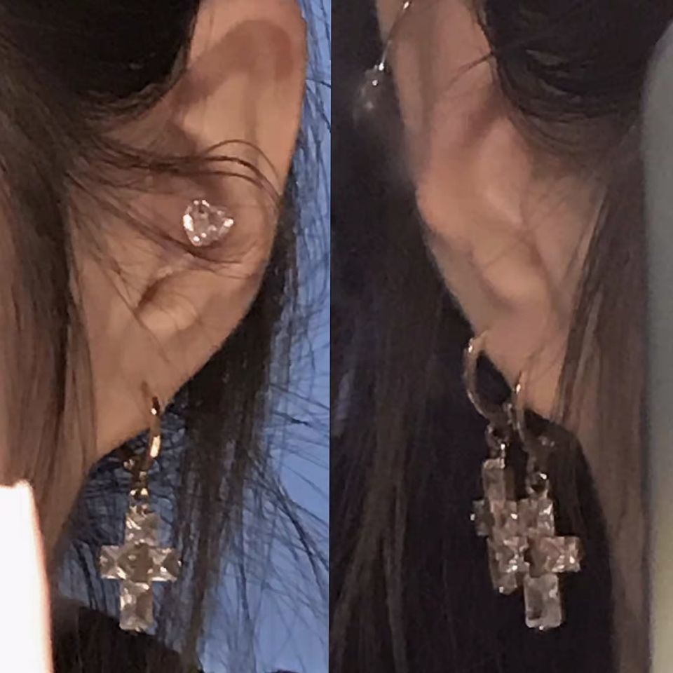 Gadis keren penting zircon kata Pemegang klip telinga in a kalung tren Unik Trendi anting-anting tra