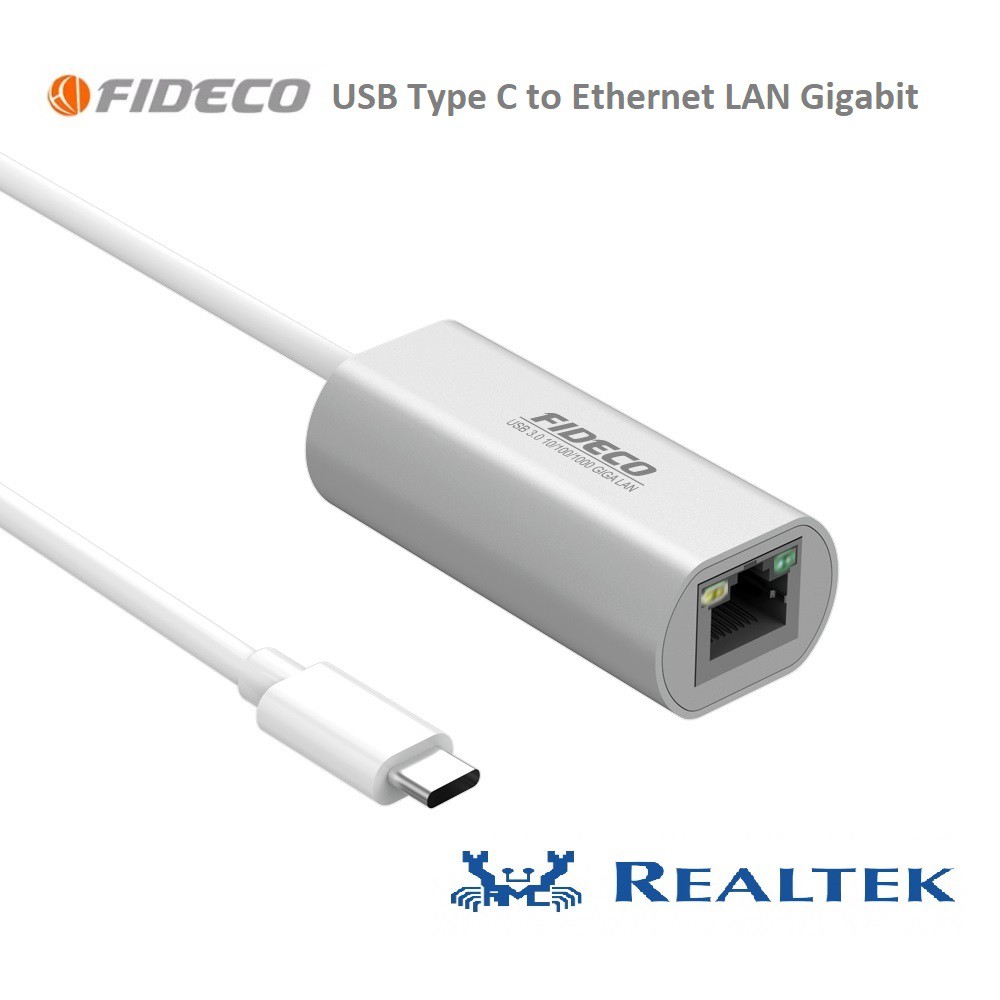 USB Type C Gigabit LAN Fast Ethernet USB3.0 to LAN RJ45 Adapter FIDECO