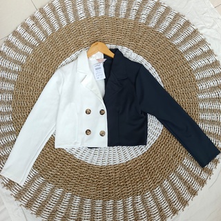 BLAZER TWO TONE WANITA/BLAZER WANITA BAHAN SCUBA TEBAL/BLAZER CROP