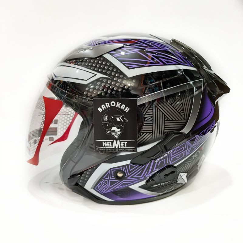 Helm kyt galaxy slide motif black panther purple