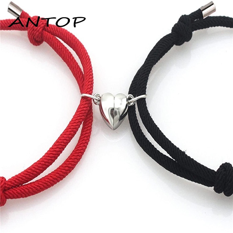 2 Pcs Gelang Cinta Pasangan Tali Kepang Magnetik Gaya Cina Untuk / Pria / Wanita ANTOP