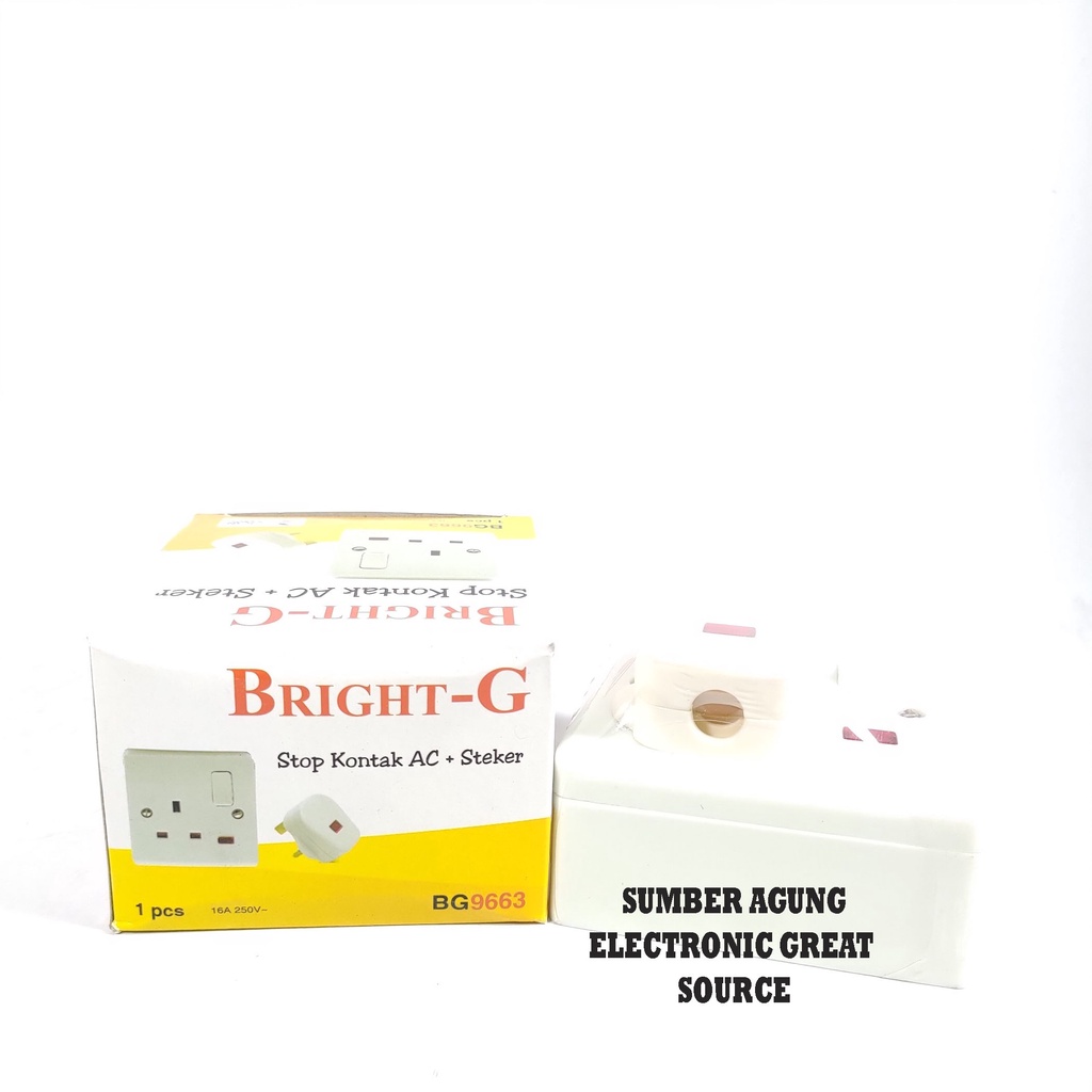 Bright-G Stop Kontak AC Steker Kaki Tiga Set BG9663 Brightg Standar LMK