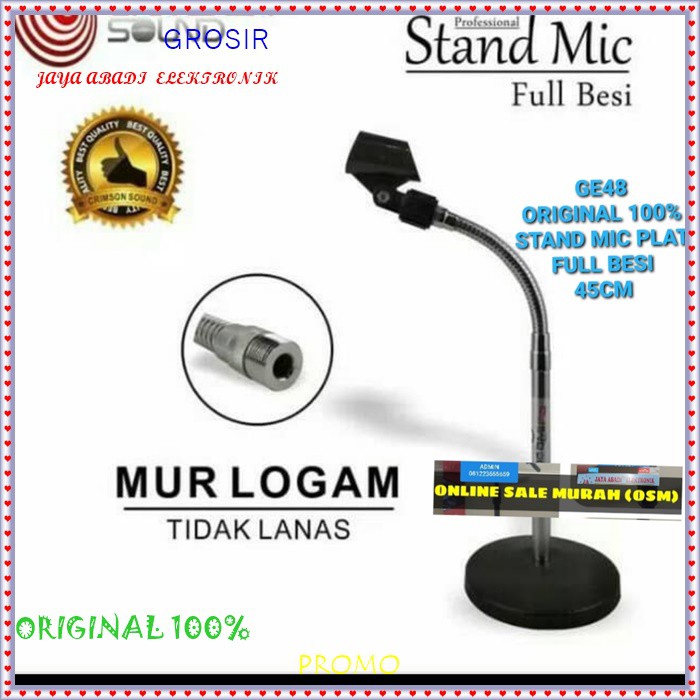 G48 stand mic meja full besi original GE48 holder mik table standing microphone mimbar podium mik pe