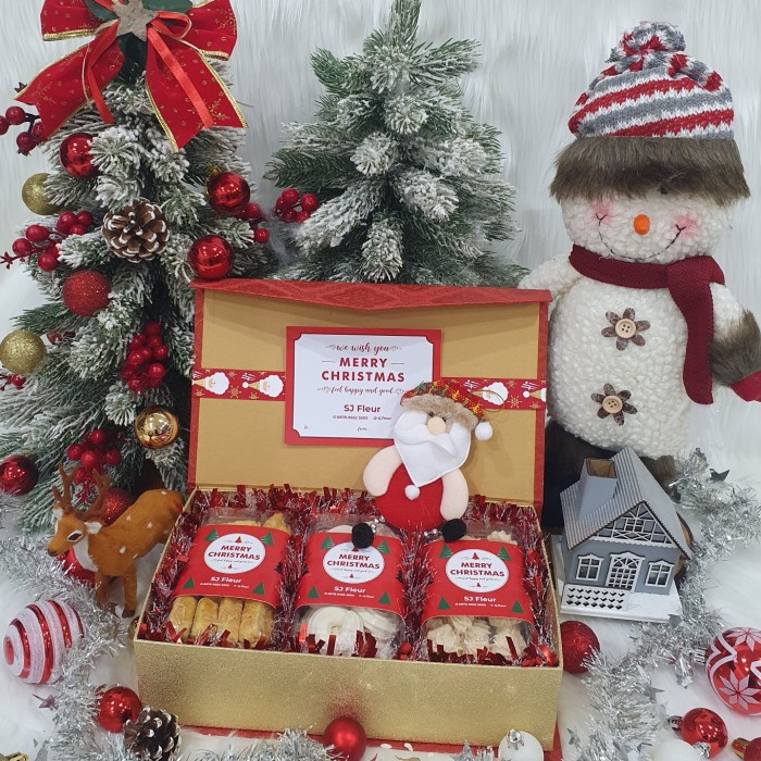 

Paket dekorasi hampers natal christmas parcel hadiah 32 - Box dan kukis 3