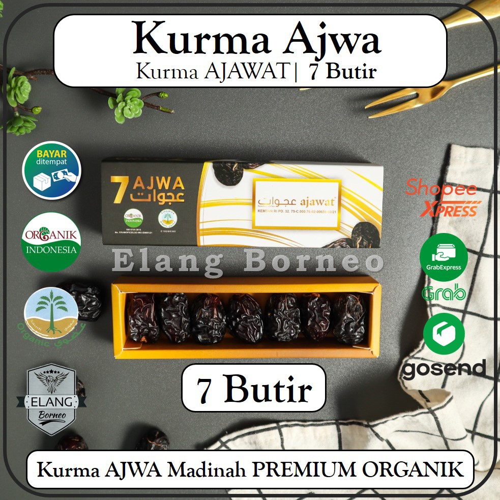 Kurma AJWA Organik Madinah Premium Kurma Ajawat 7 Butir