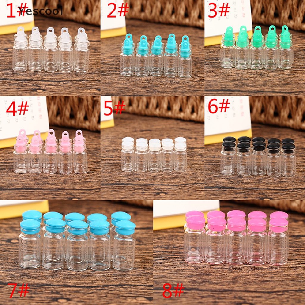 Yescool 10Pcs 1ML 11*22mm Glass Bottles Tiny Glass Jar Sealed Bottles Wishing Bottles .