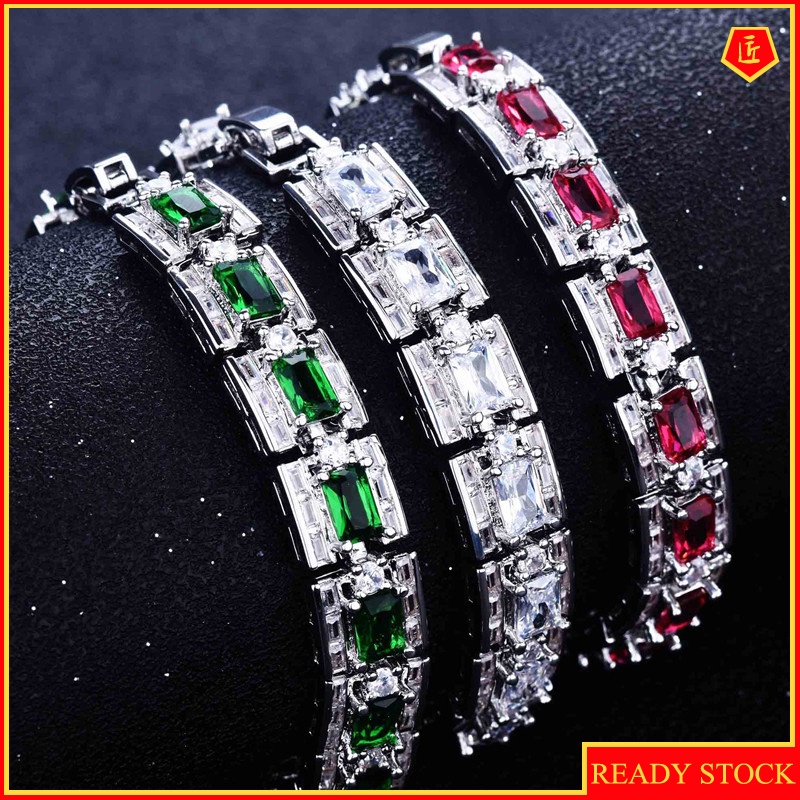 [Ready Stock]Luxury Emerald Colored Gems Bracelet