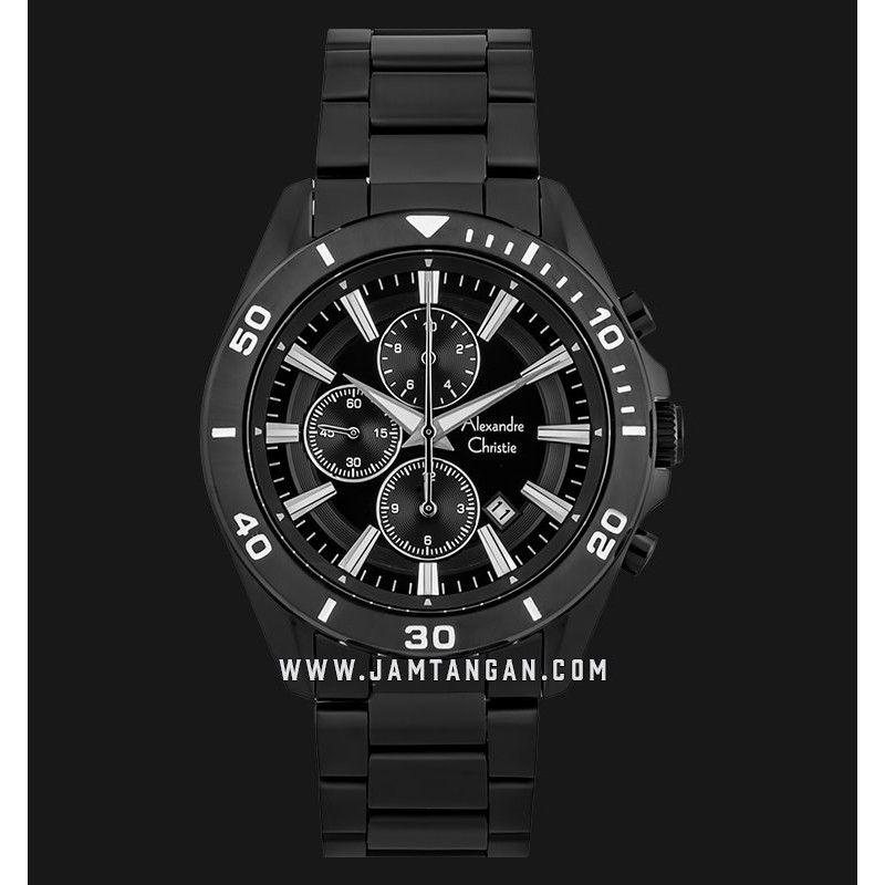 Alexandre Christie AC 6525 MC BIPBA Men Black Dial Black Stainless Steel Strap