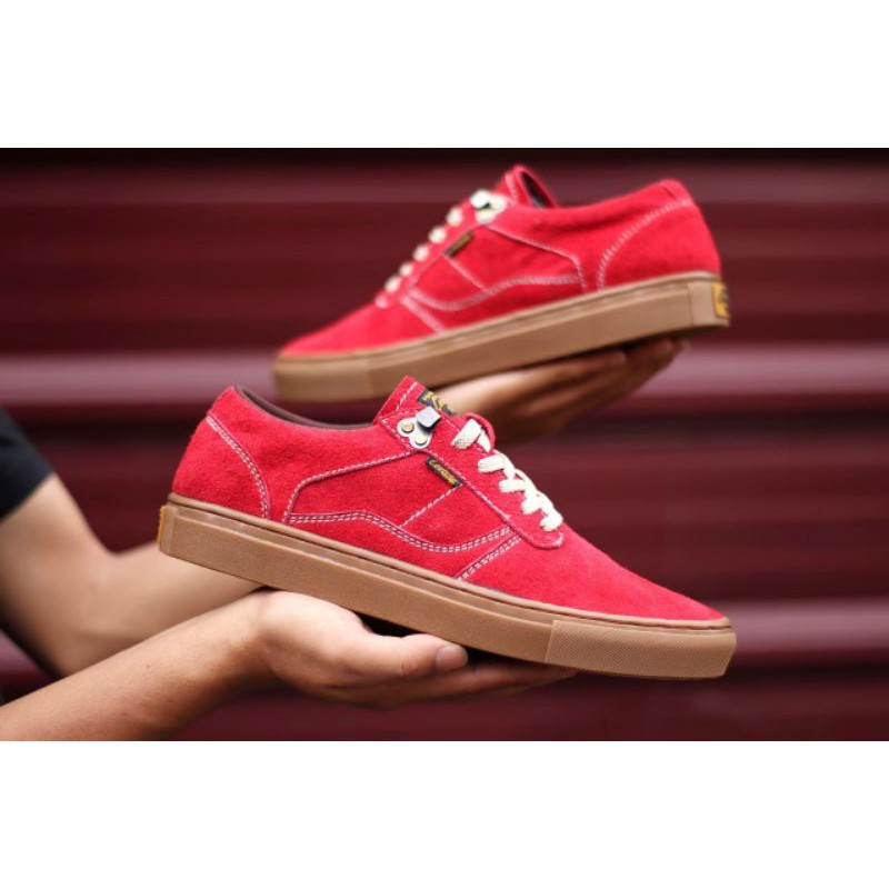 Sepatu Lokal Shoes Local Pride Cevany Gordon Low Cut Red Gum Suede