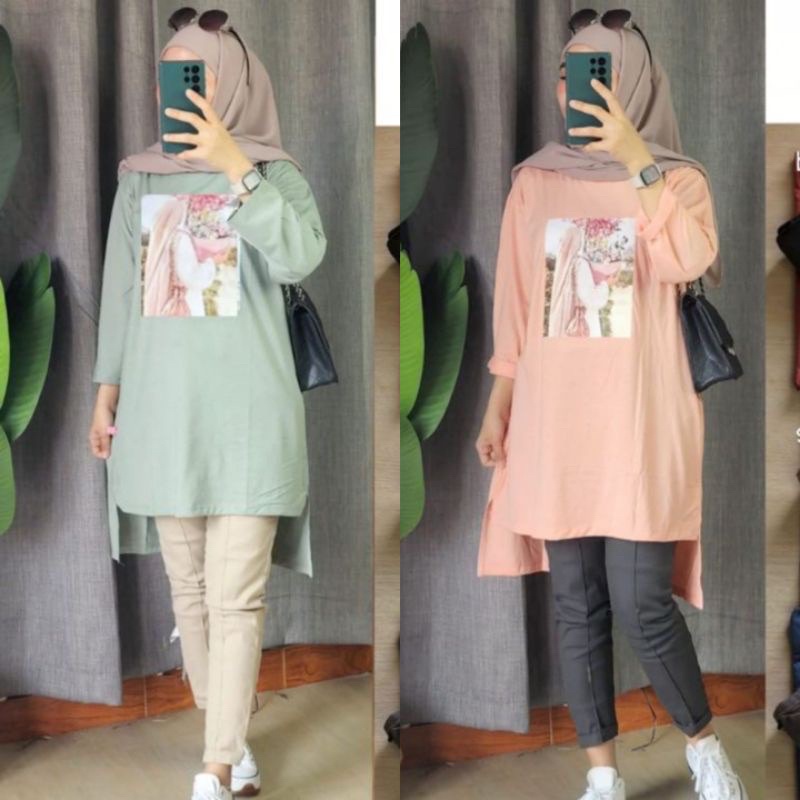 T-shirt Women Lengan 3/4 Wanita / Kaos Modelan Long Dress Wanita Terbaru / Pakaian wanita