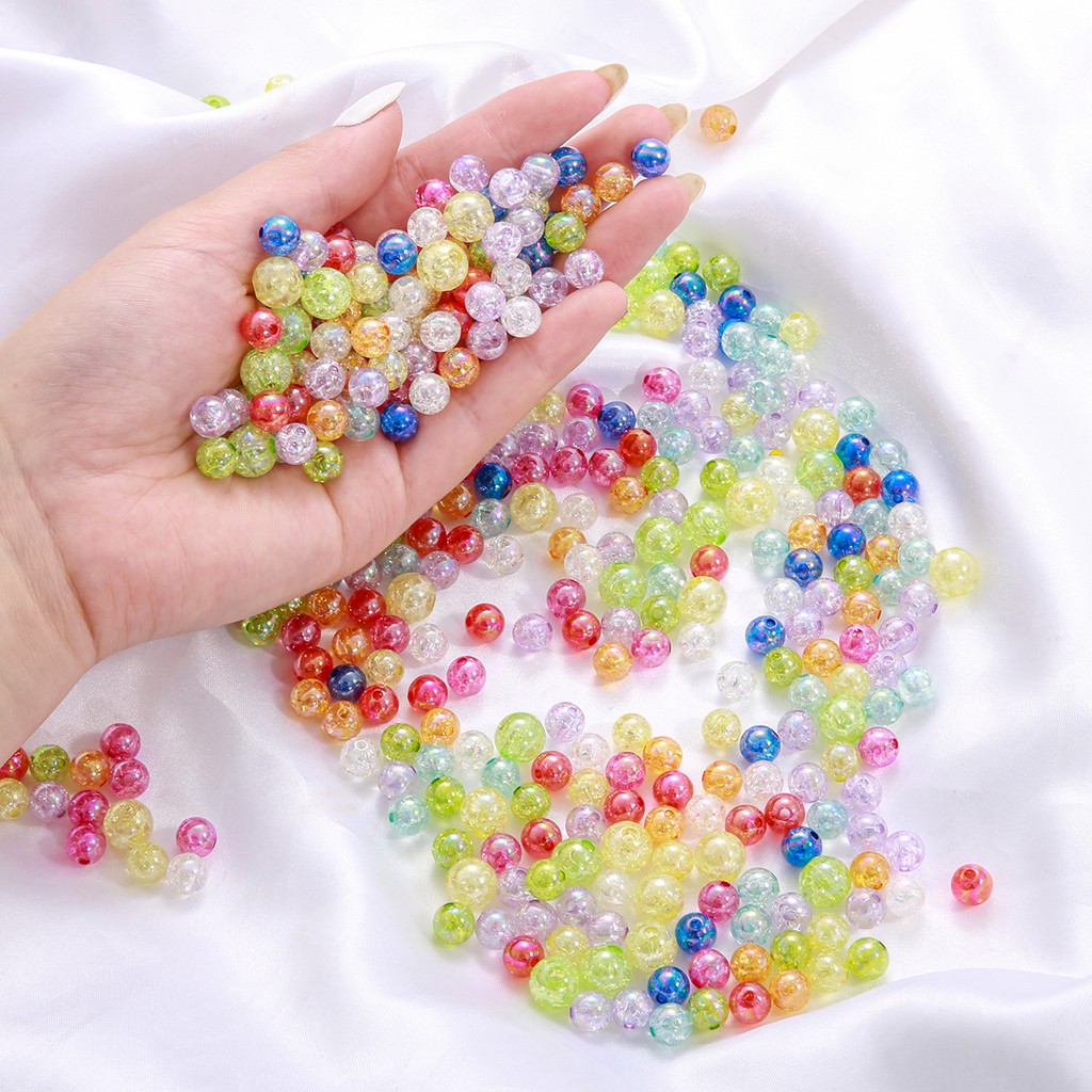 50pcs 8mm 10mm AB Color Round Acrylic Bead Loose Spacer Beads For Jewelry Making DIY Bracelet