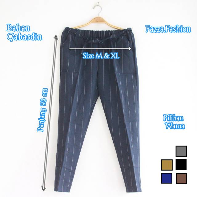  Celana  tartan  motif garis  bahan gabardin celana  wanita 