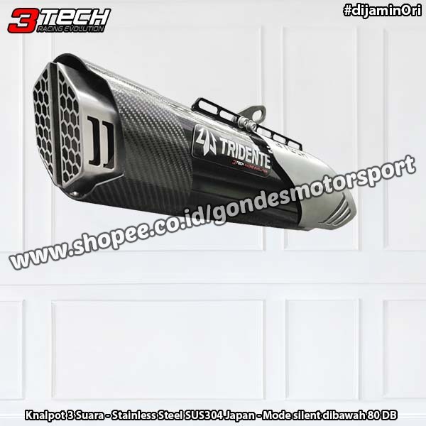 Knalpot Tridente F20 3 Suara 250 cc 2 Silinder Bergaransi dan Original