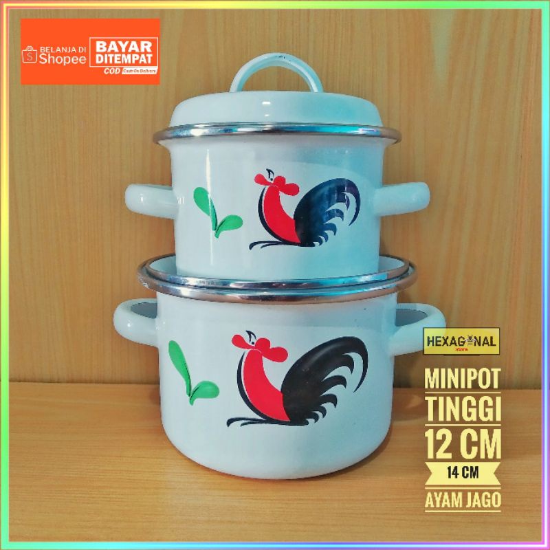 Kedaung Minipot Panci Enamel kecil Ayam Jago / Saucepot / Panci Mini 12 cm & 14 cm