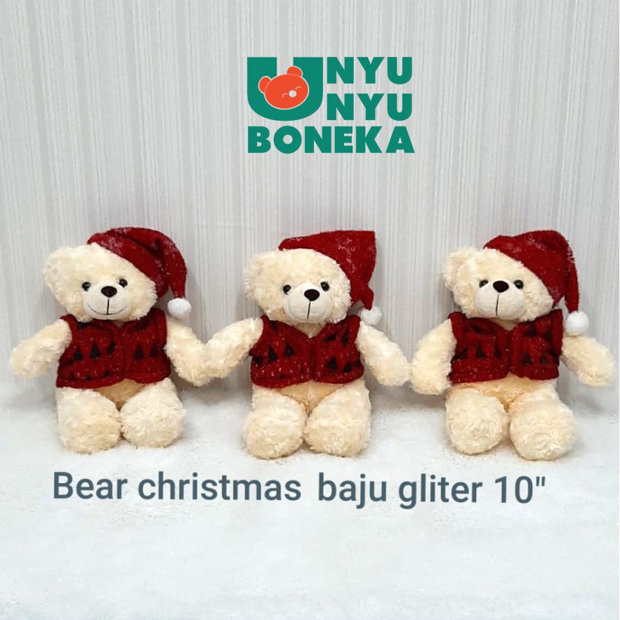 boneka teddy bear topi natal mery chrismas sovenir kantor mechaindise beruang