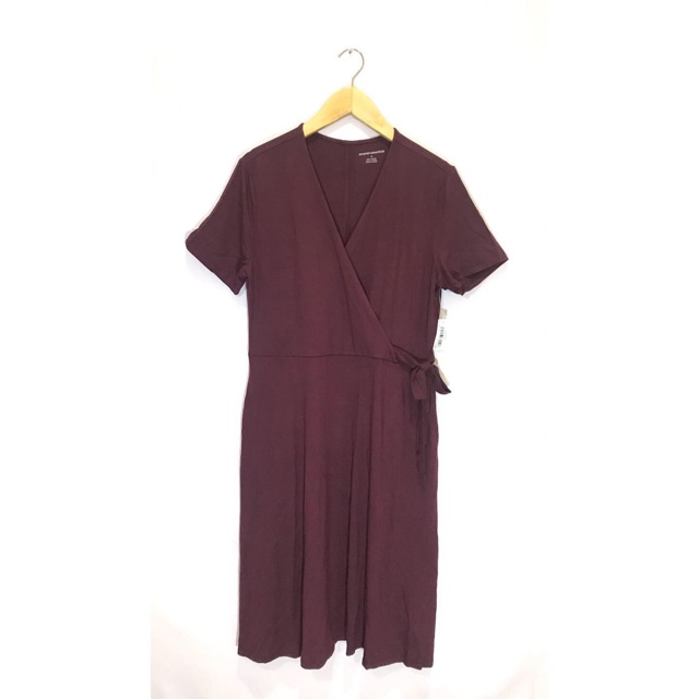 Dress Amazon Essential Short Sleeve V-neck Tie Belt Dress