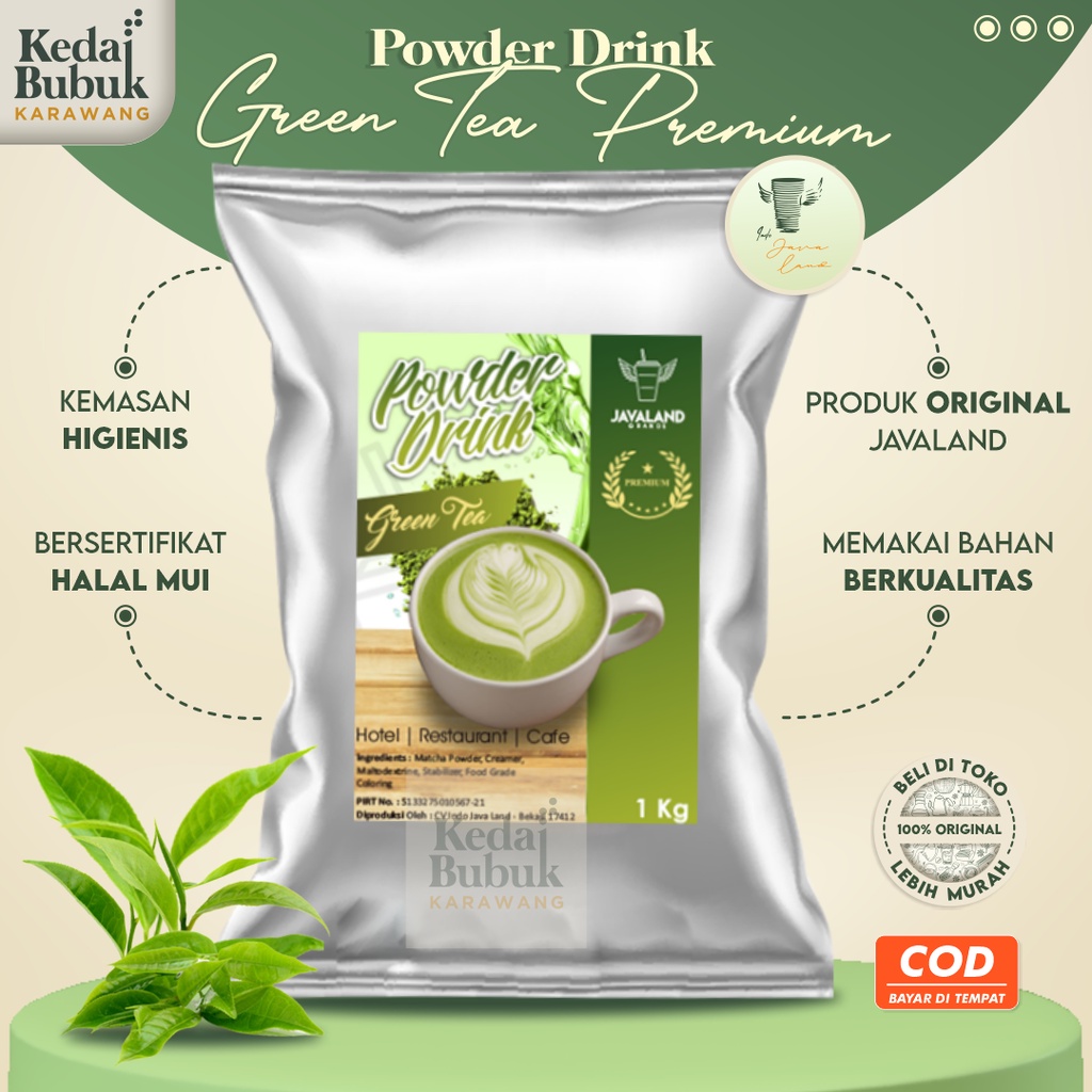 

Javaland Bubuk Green Tea Minuman Rasa 1Kg Serbuk Teh Hijau Powder Drink Aneka Rasa Kekinian Premium