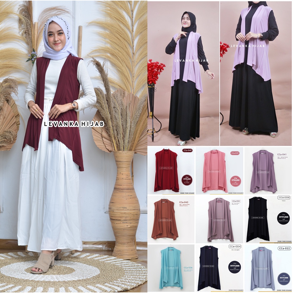 Outer Pendek / Kardigan wanita bahan jersey korea / model outer tanpa lengan - CCa