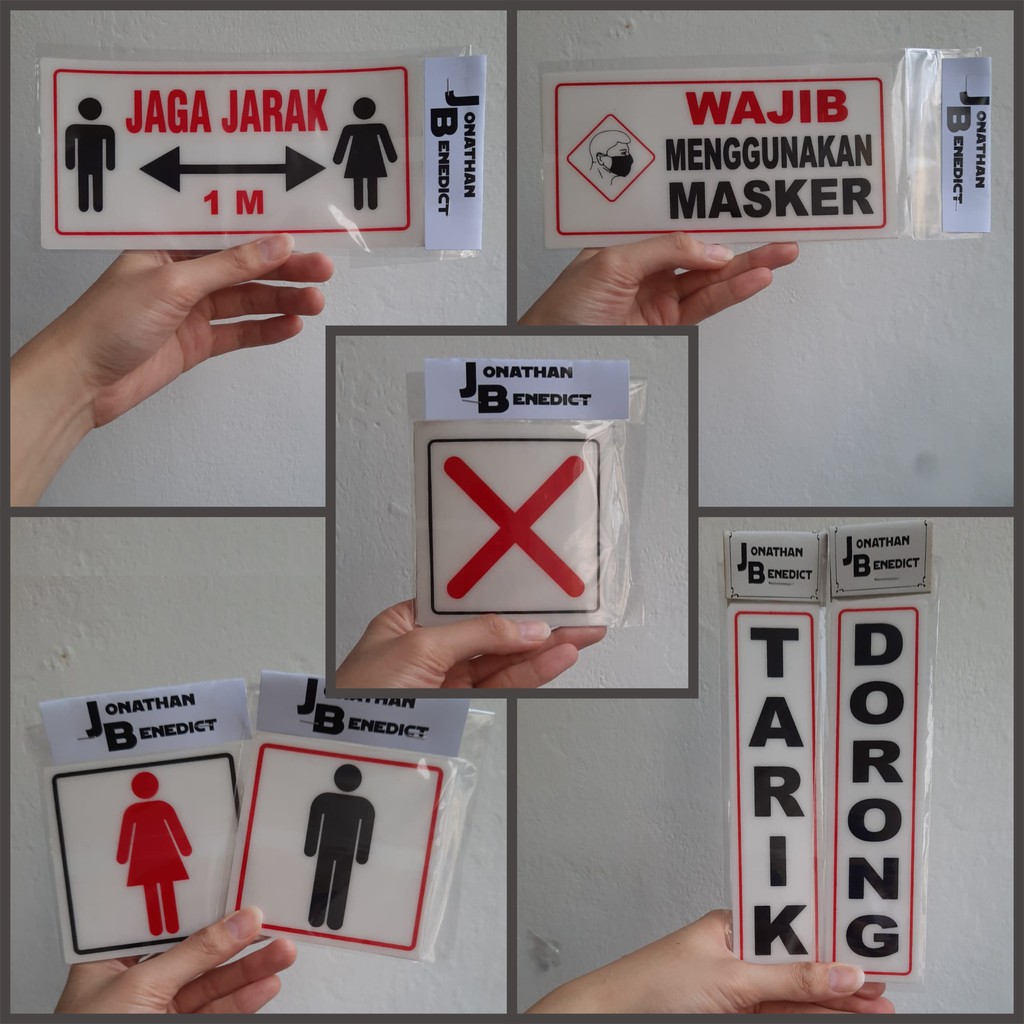 

Mika sign petanda tarik dorong pakai masker dilarang duduk jaga jarak logo pria wanita