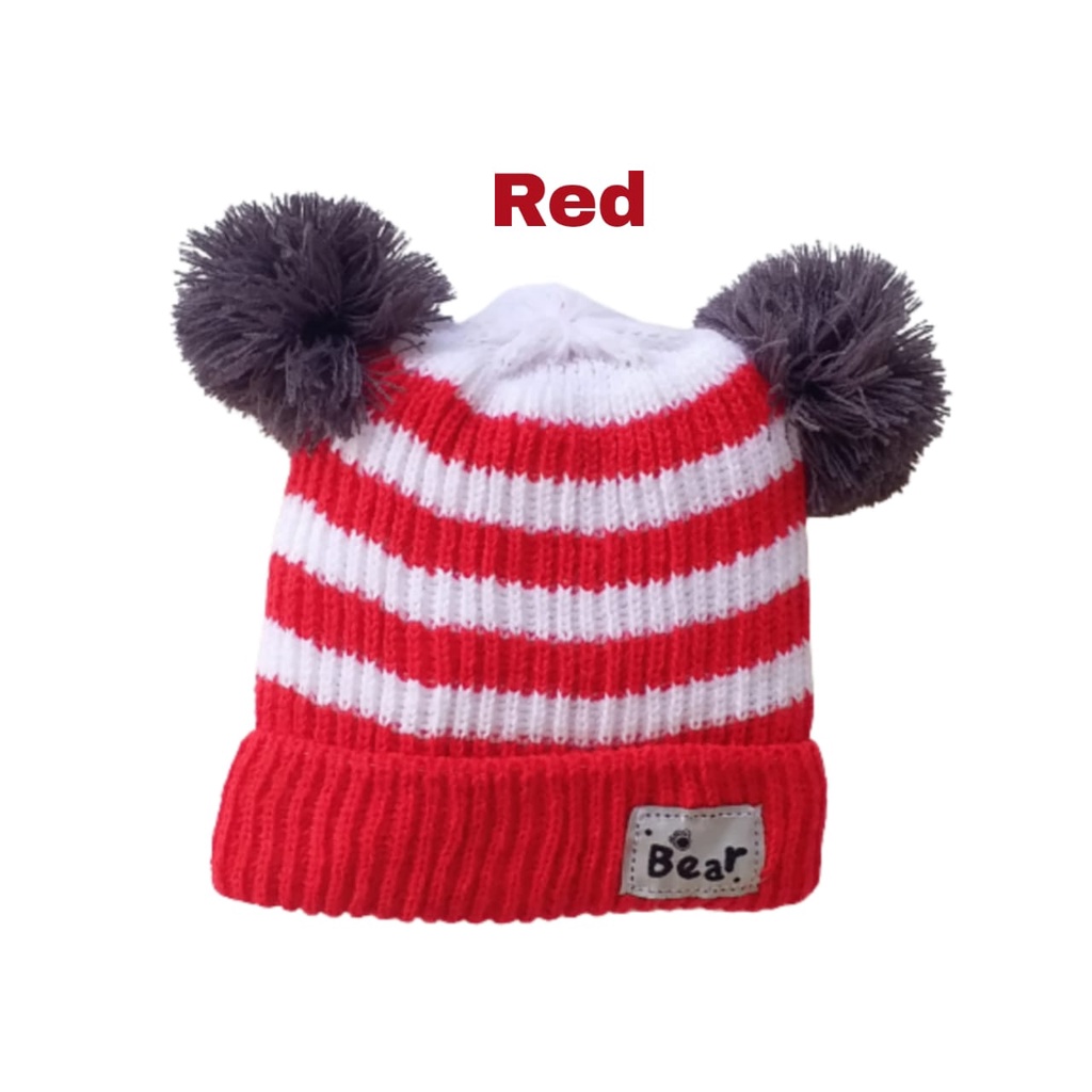 LittleAaron KUPLUK SALUR BEAR (O) Topi Anak Lucu Model kupluk Usia 0 Sampai 3 Tahun Kualitas Terbaik