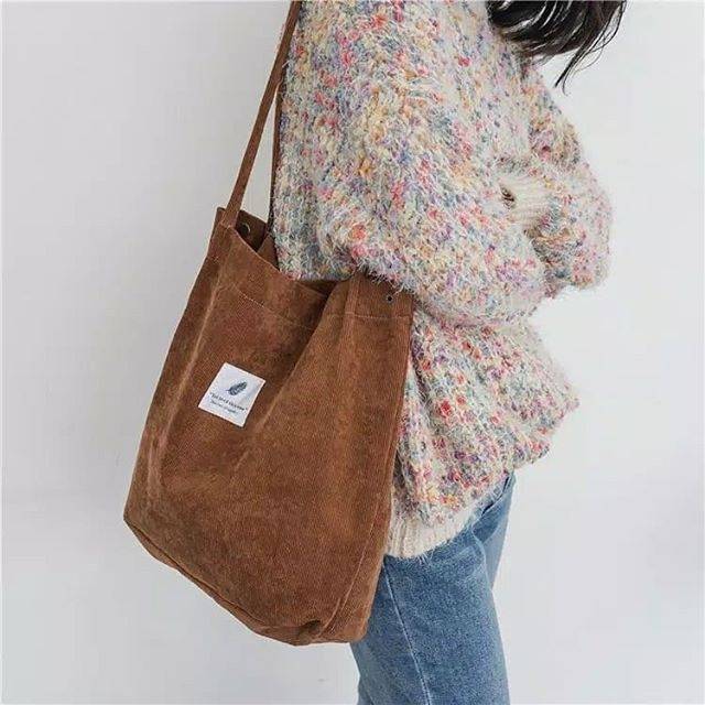 Totebag Corduroy / Tas wanita / Tas tenteng / Tas bahu / Tas import / Tas corduroy / Tas Korea