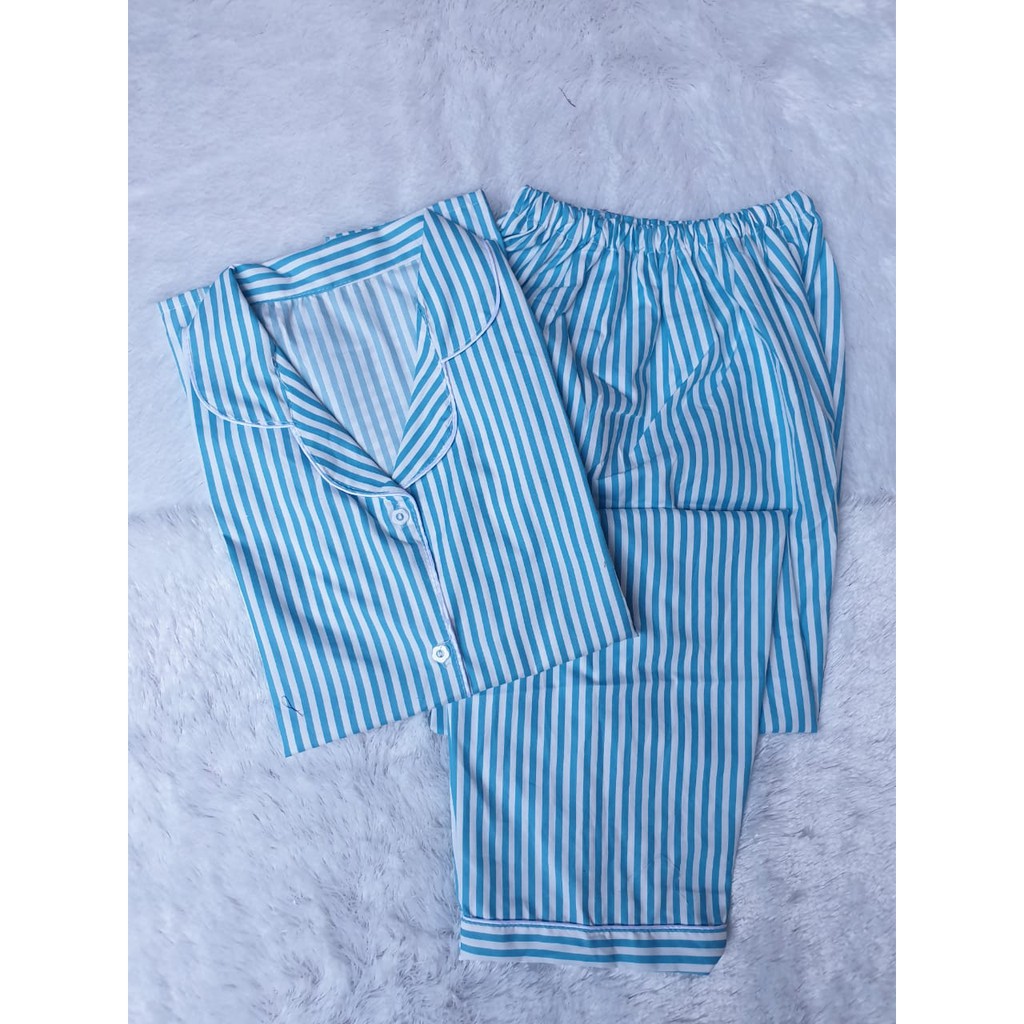 PIYAMA BAJU TIDUR WANITA CEWEK LENGAN PANJANG MOTIF SALUR / BAJU TIDUR MOTIF SALUR  / PIYAMA SALUR