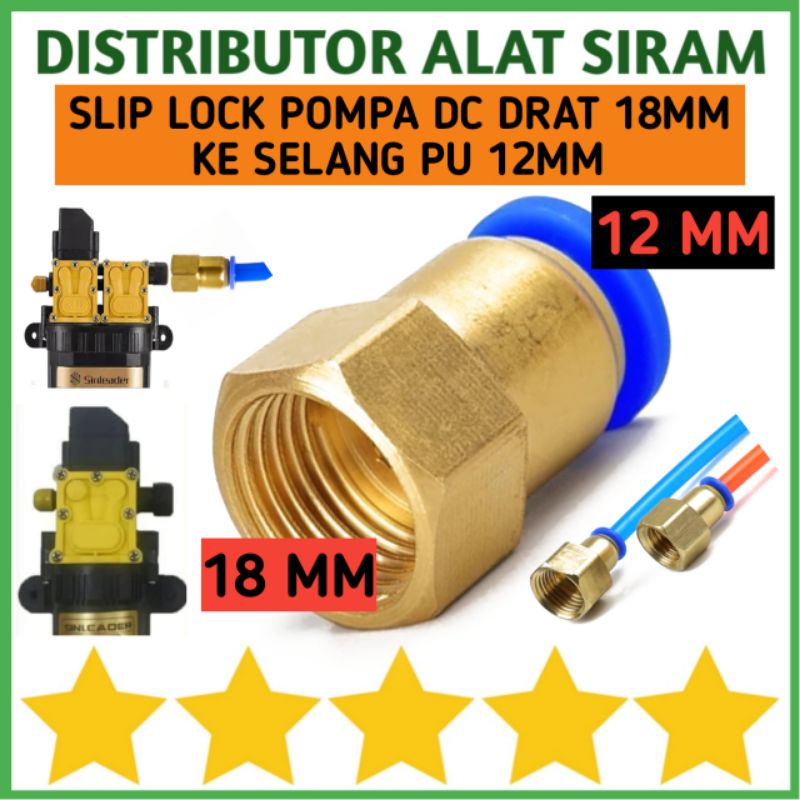 FITTING PNEUMATIC M18 X 10MM / M18 X 12MM NEPEL POMPA DC DRAT 18 MM KE SELANG PU 10 MM 12 MM MISTING