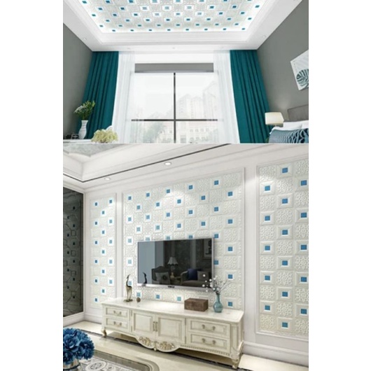 PEKANBARU Wallpaper foam  3D 6mm-7mm-Batik biru 3mm