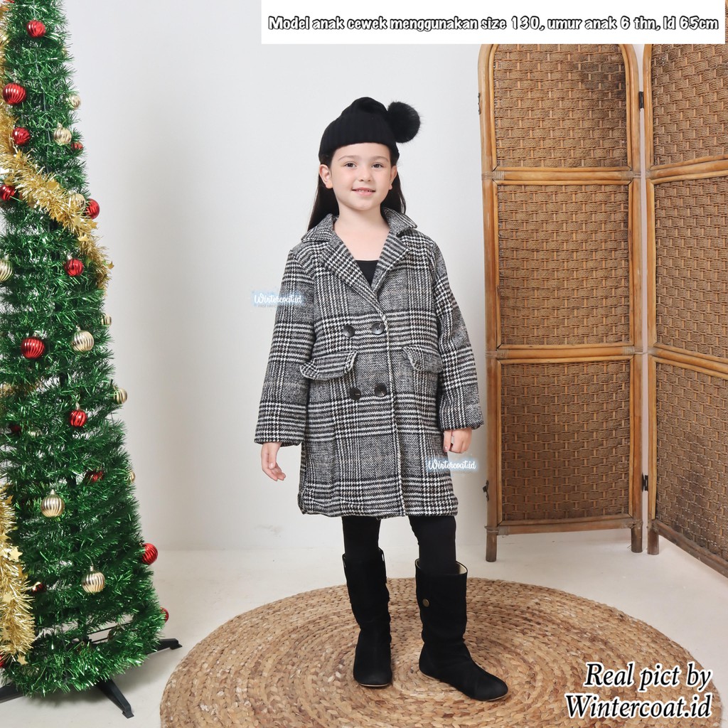 CHLOE Wool coat plaid for kids mantel anak cewek wol hangat jaket perempuan winter musim dingin