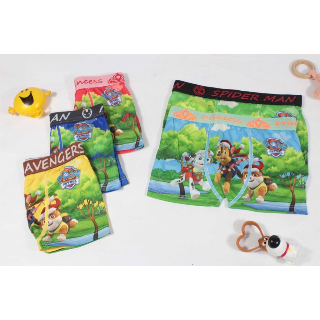 Celana Dalam Boxer Anak Cowok Bahan Spandex Rayon Premium / Celana Dalam Boxer Anak Usia 6-12 Tahun Bermotif Karakter