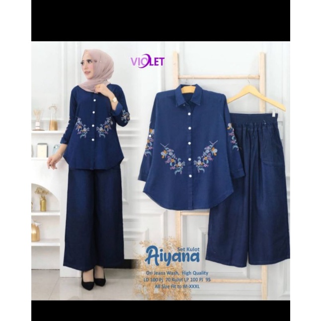 aiyana set kulot ori jeans wash allsize violet