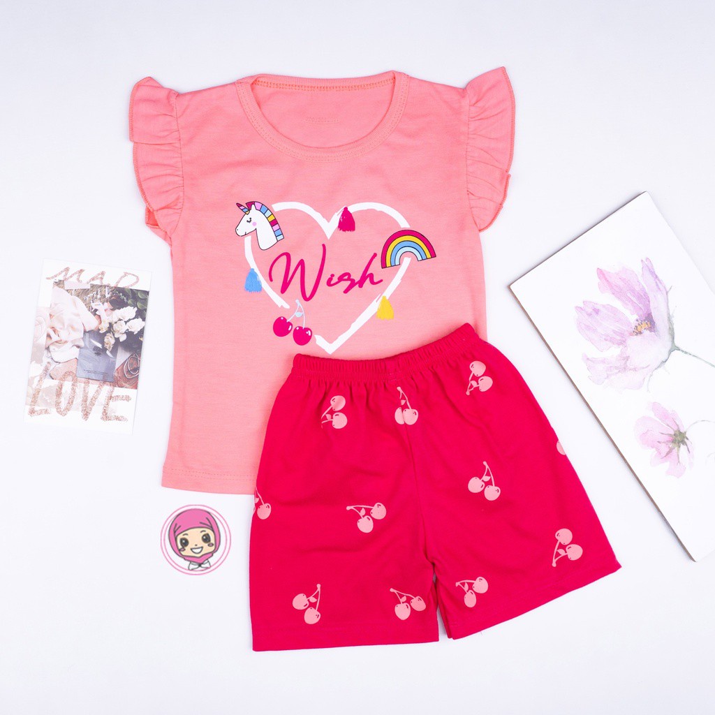 Terbaru SETELAN ANAK RUFFLE / SET BAJU ANAK CEWEK WISH / CALOUR FULL / WONDERFULL-WISH SALEM