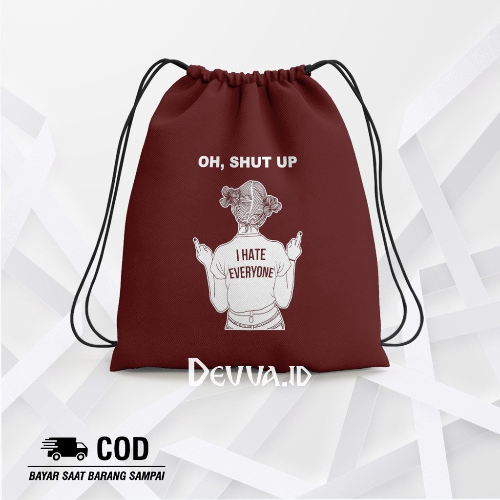 Tas Serut Shut Up Maroon String Bag Bts Muat Banyak Barang Ukuran 36 X 31 Cm | Devva.Id