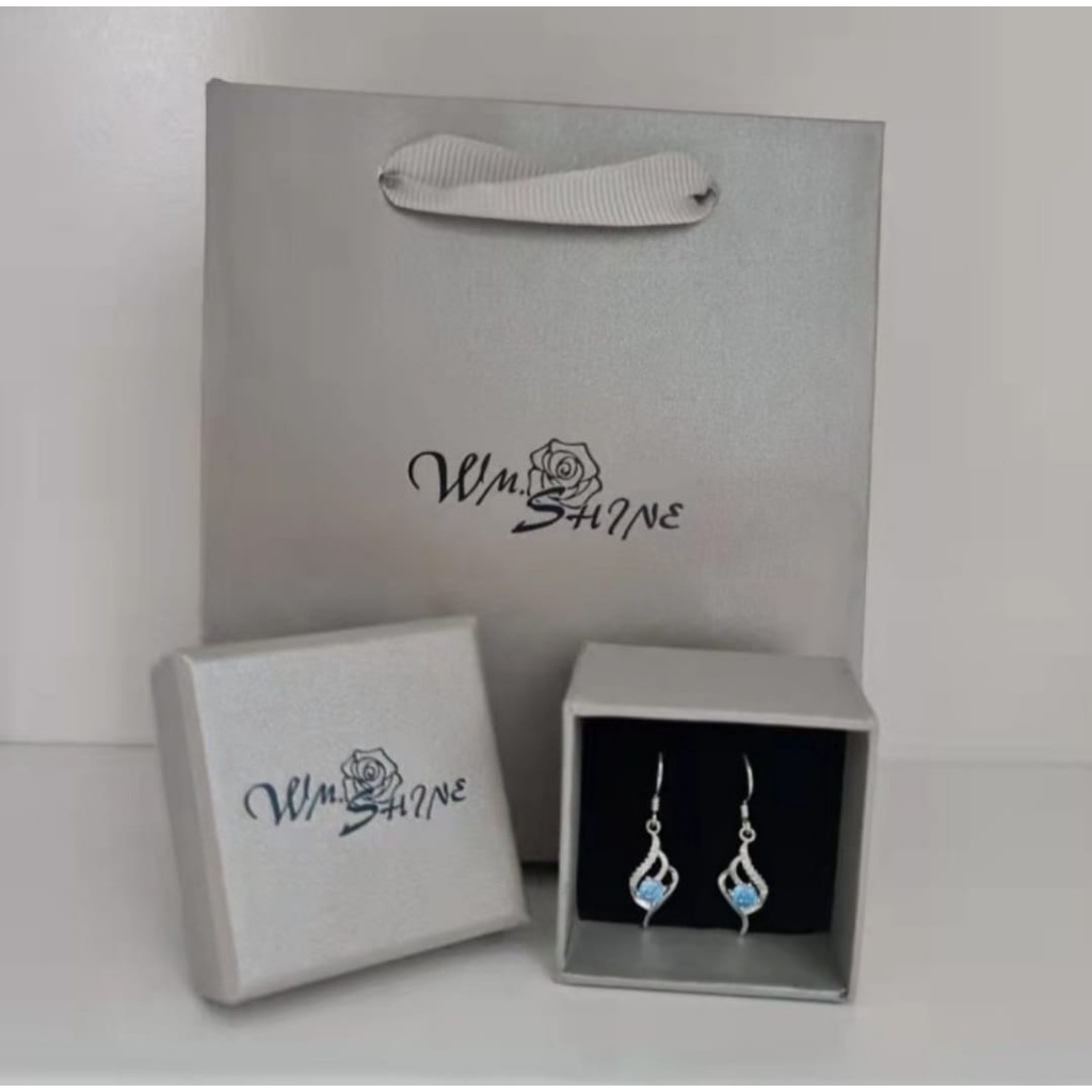 Wm.Shine Blue Diamond Earrings 032 Anting Wanita Perak S925