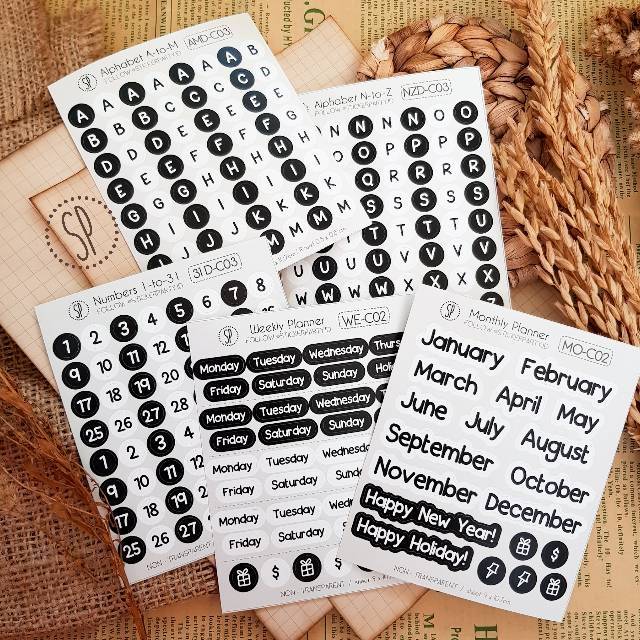 

Stiker Alphabet Huruf Bujo Planner Jurnal Angka Hitam AZDC03