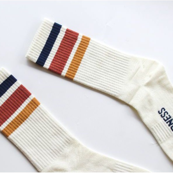 Mildness - Kaos Kaki Motif Stripe Old School Blue Sunset / Socks Skate Panjang Pria Wanita