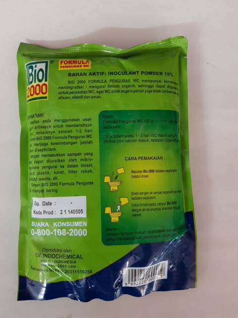 BIO 2000 ANTI SUMBAT PENGURAS WC PENUH 500 GRAM