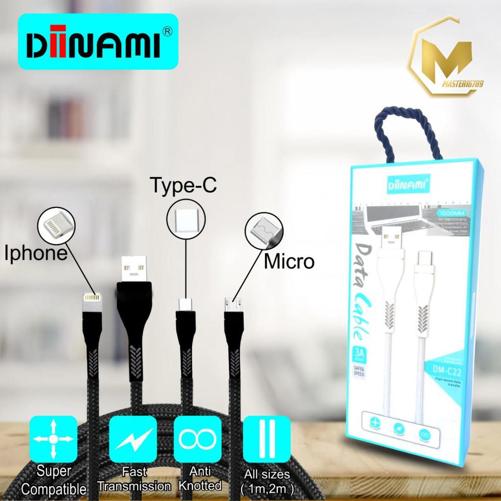 bm081 c22 diinami kabel data cable charger original ready micro 1phone tipe c 1 2 3 meter 3amper ma268