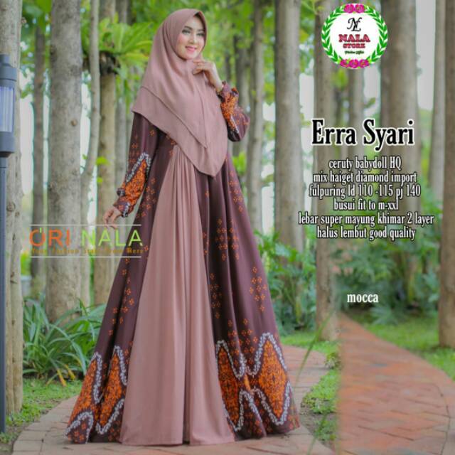 Realpict Erra Set Syari by Nala | Ceruty Babydoll Mix Haiget Diamond Full Furing Ld 110-115 Pb 140