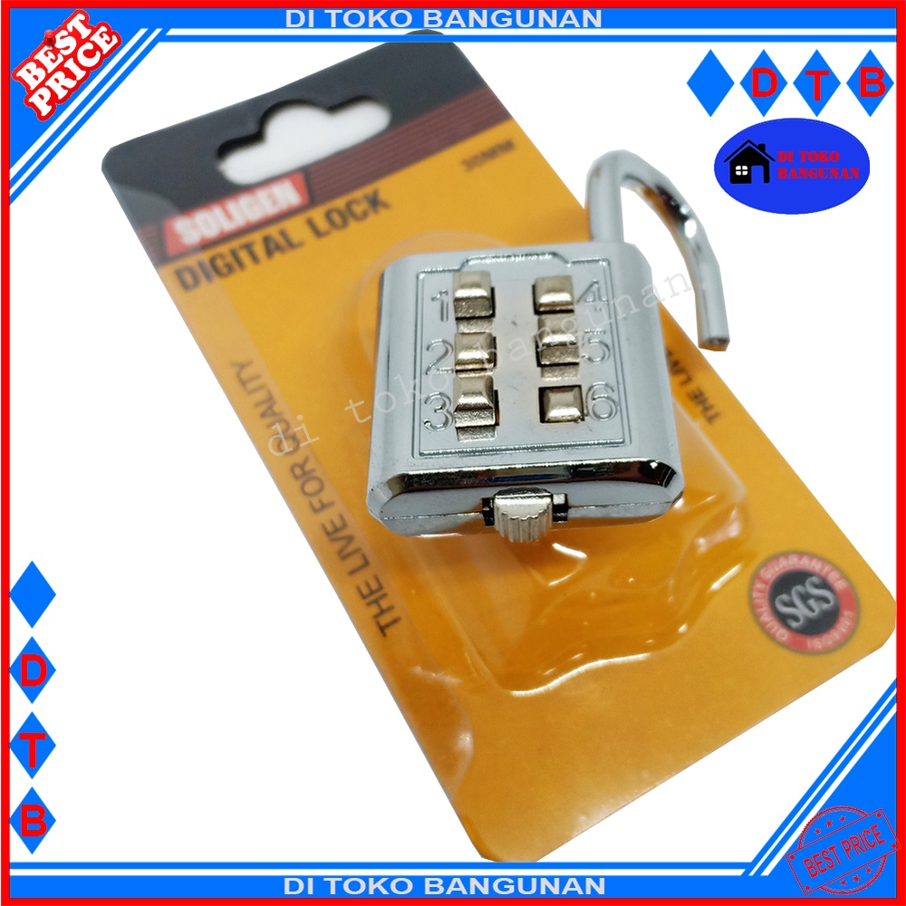 Gembok Pin Tekan Nomor Tas Koper Varian 30MM 40MM Chrome Gembok Digital