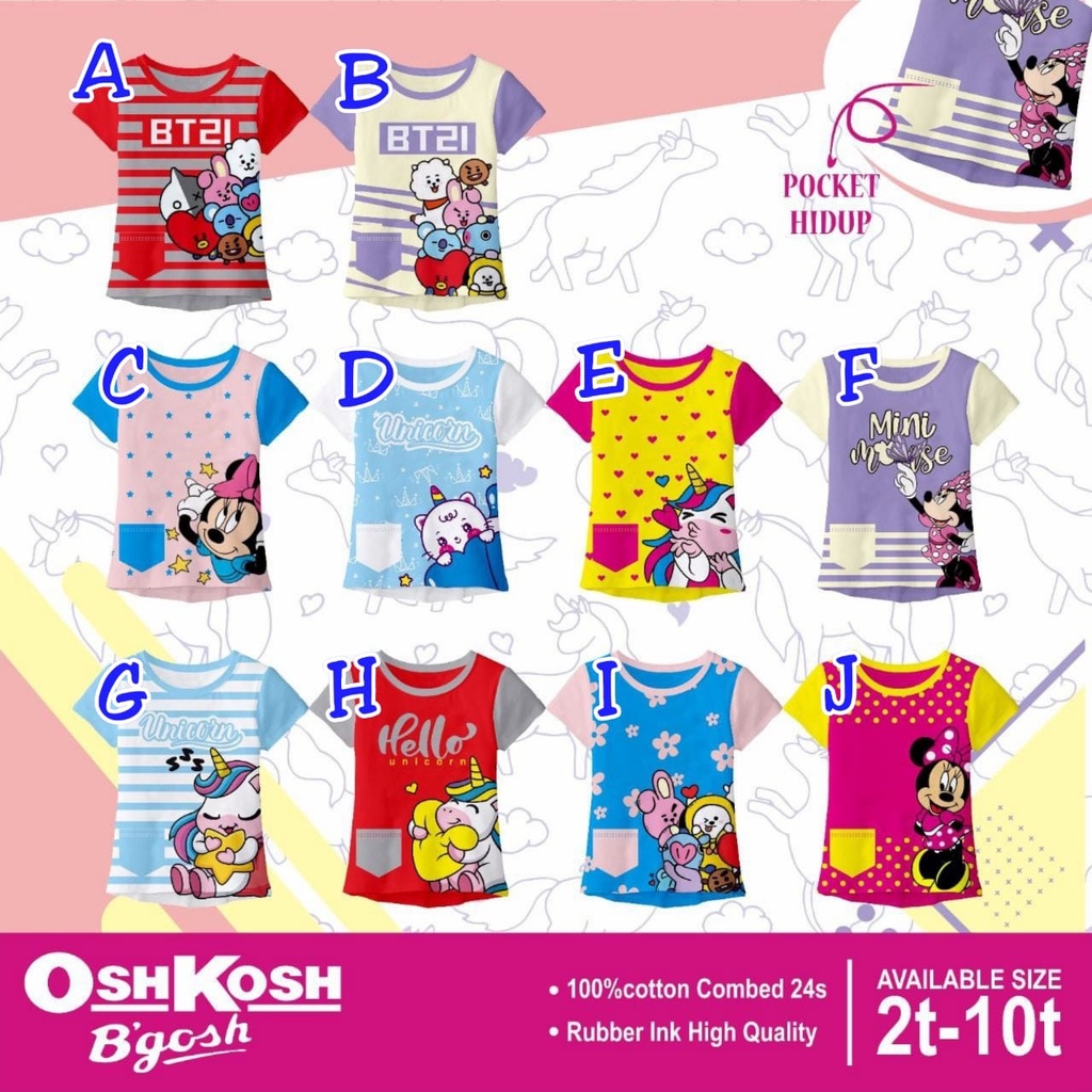 KAOS ANAK PEREMPUAN POCKET SERIES USIA 2-10 TAHUN