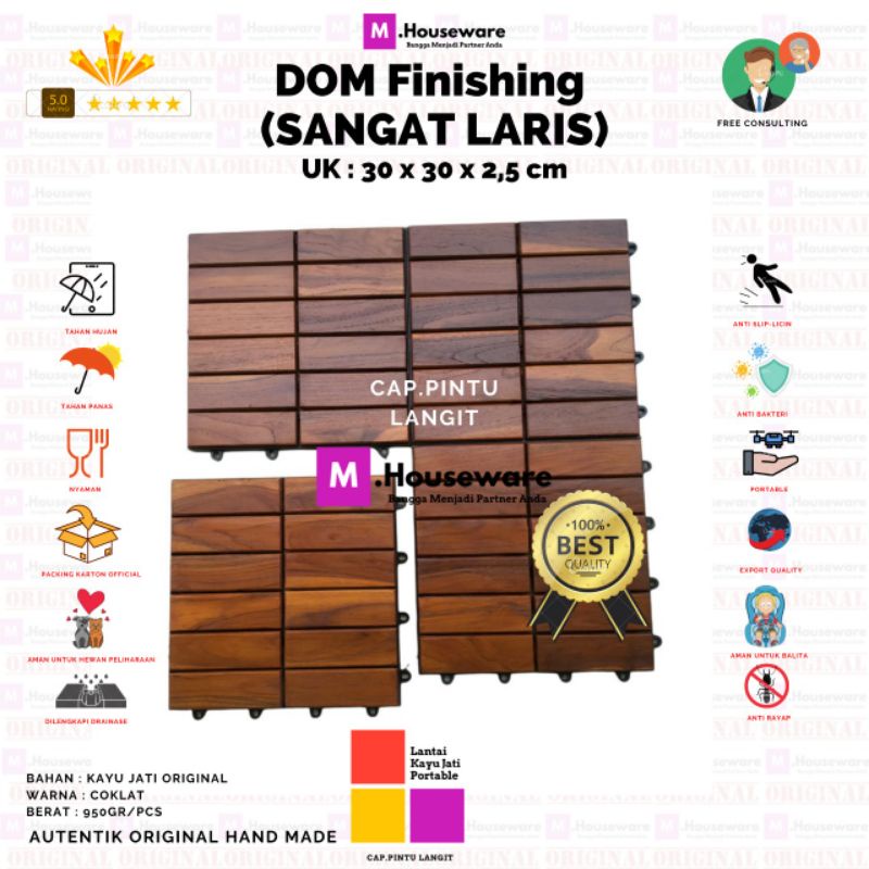 Decking tile Portable Kayu Jati 30x30 / LANTAI KAYU JATI bongkar pasang