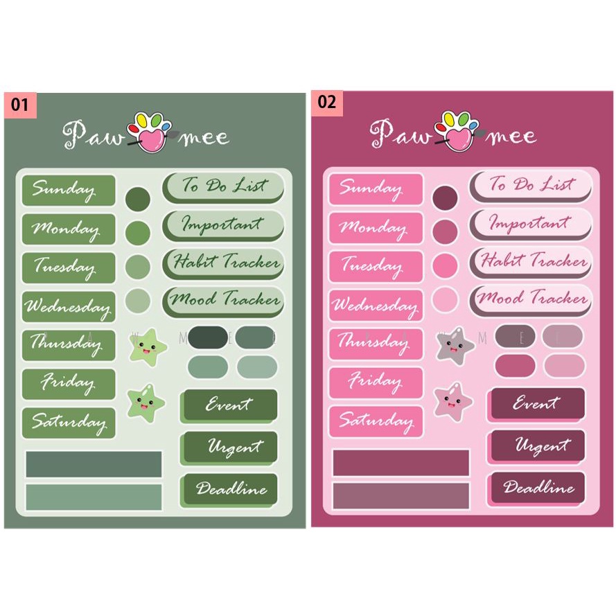 

Sticker Aesthetic - Deco Journal Sticker - Pawmee- Cute Stiker Bullet Journal Planner