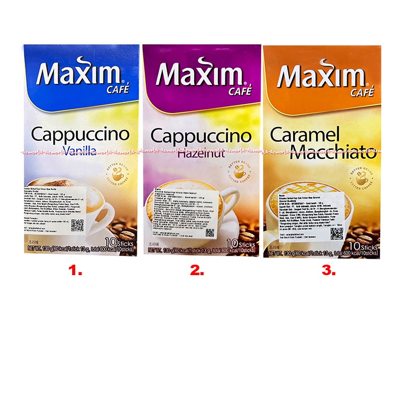Maxim Cafe 10stick Cappuccino Vanilla Hazelnut Caramel Macchiato Kopi Kapucino Minuman Kopi Bubuk Instan Kopi Krimer Capucino Creamer Maxim Coffee Maksim