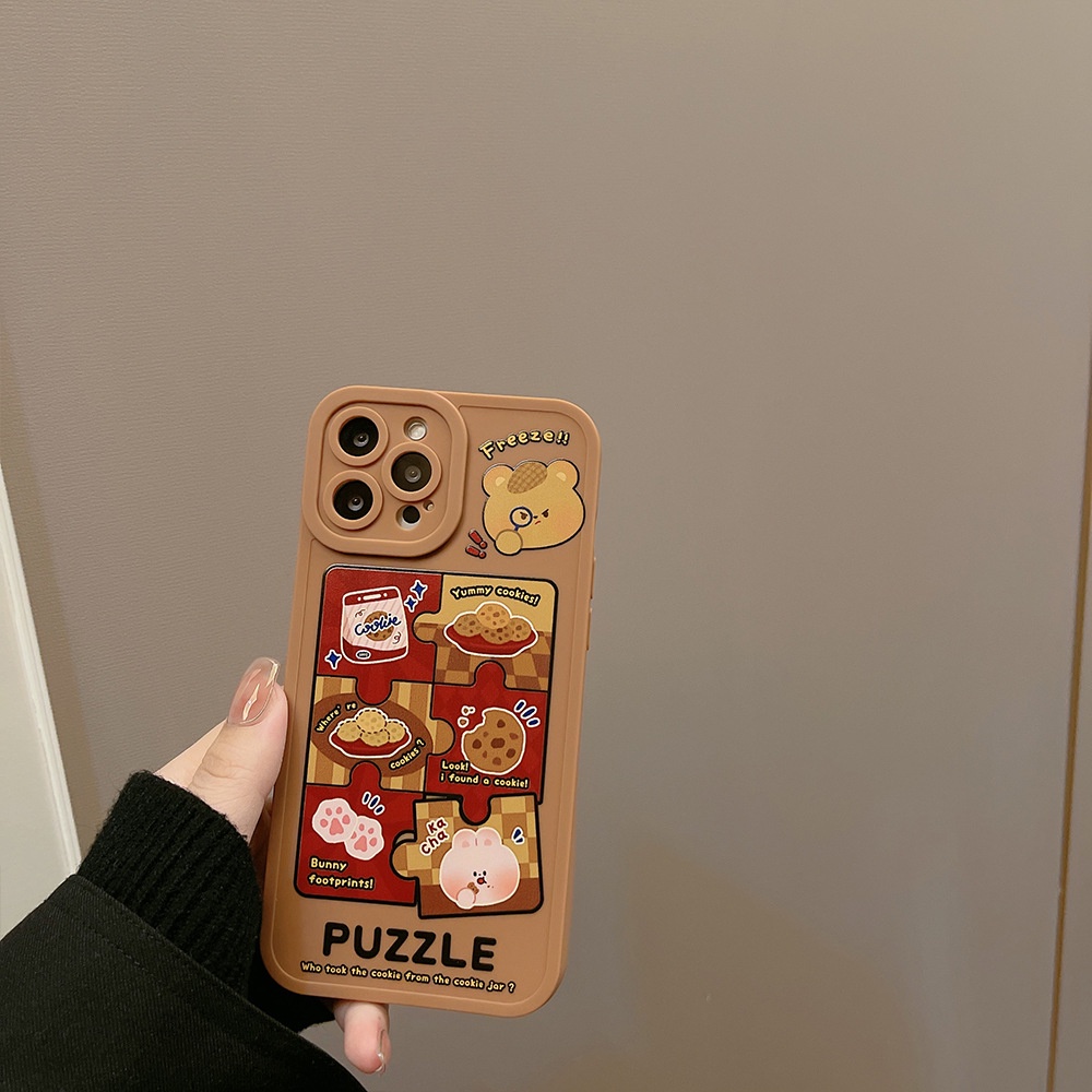 IPHONE Yummy Cookie Bear Bunny Perlindungan Penuh Lembut Casing Ponsel Cover Untuk Iphone7 8 PLUS X XR XS 11 12 13 14 MINI PRO MAX SE 2020