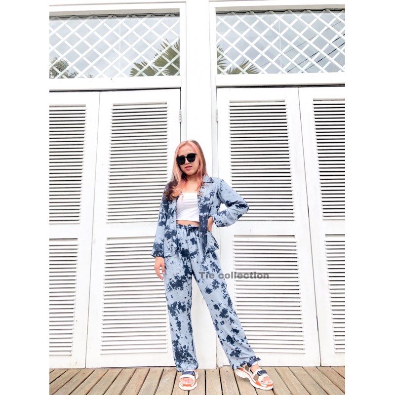 setelan tie dye lengan panjang ( tie dye set ) / piyama / pajamas tie dye