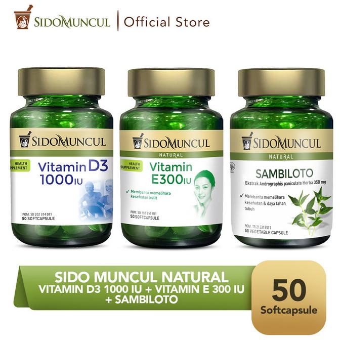 Sido Muncul Natural Vitamin D3 1000 IU + Vitamin E 300 IU + Sambiloto
