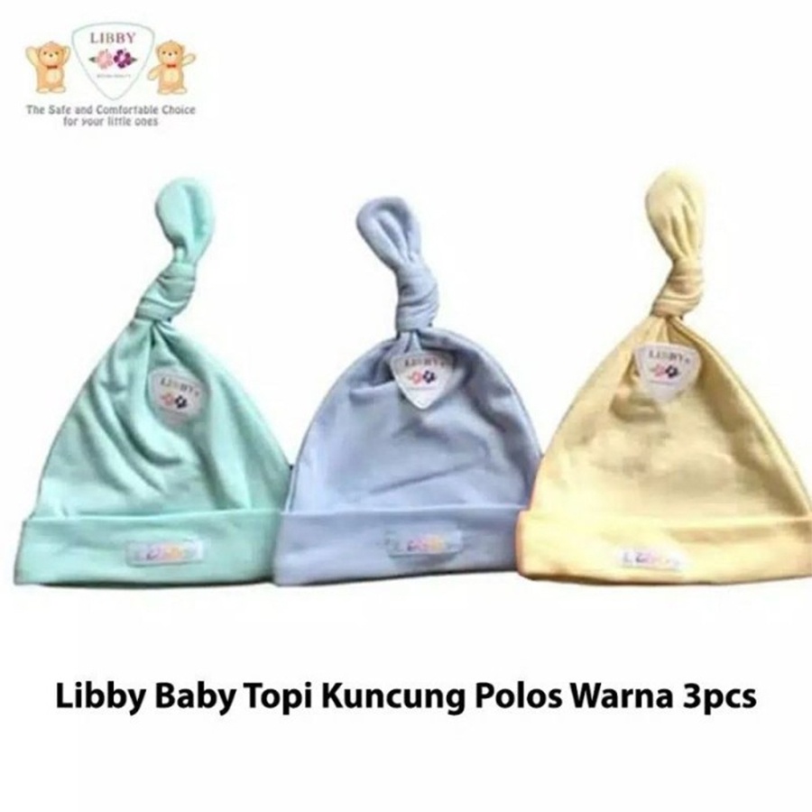 Libby Baby Topi Kuncung Libby Newborn 3pc Variasi Motif Topi Bayi