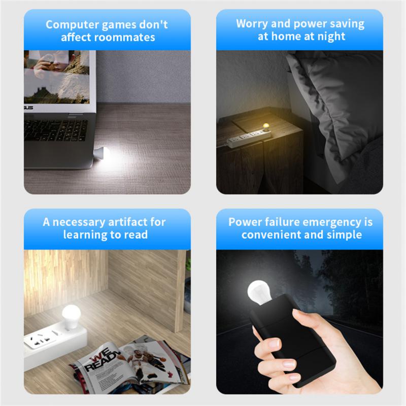 2pcs Lampu Malam Led USB Mini Hemat Energi Proteksi Mata Power Charging Untuk Kamar Tidur / Baca